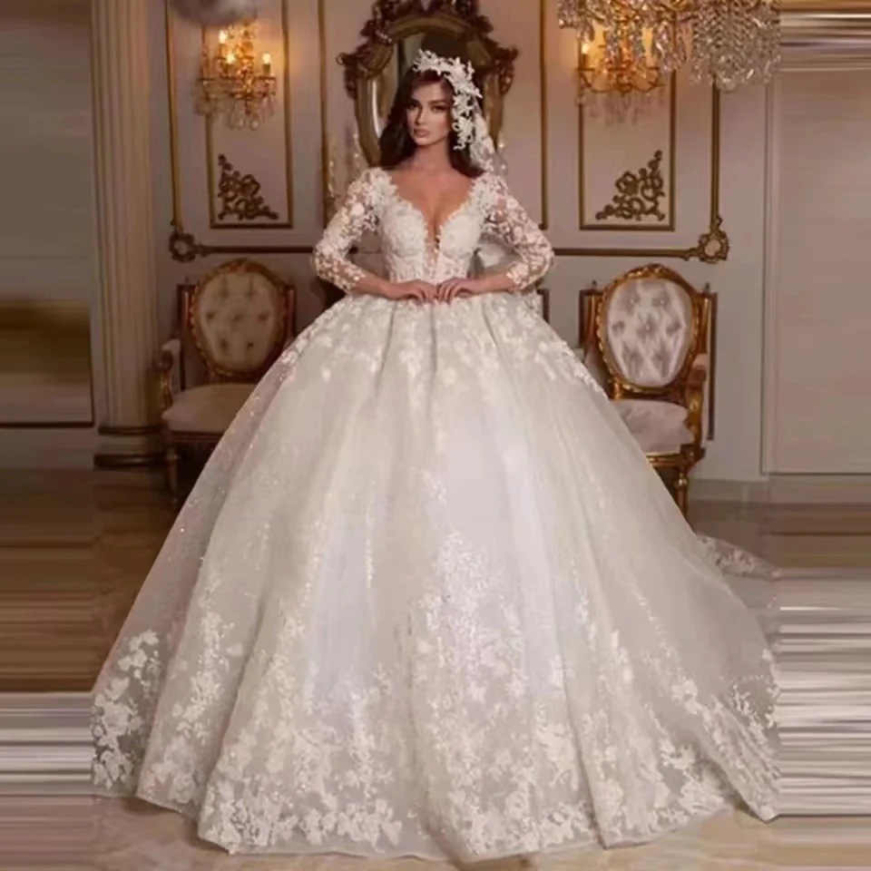 White romantic wedding dress bridal main yarn summer European and…