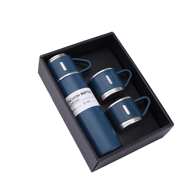 Una taza de tres tapa taza de vacío de acero inoxidable traje portátil cubierta recta taza de vacío conveniente taza de aislamiento de té de doble propósito