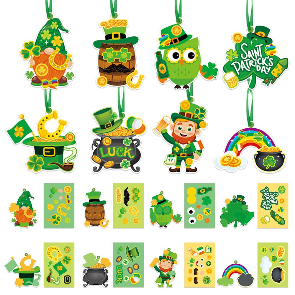 Nuevos productos transfronterizos del día de Irlanda decoración de fiestas colgante DIY pegatinas colgantes etiquetas colgantes del día de San Patricio