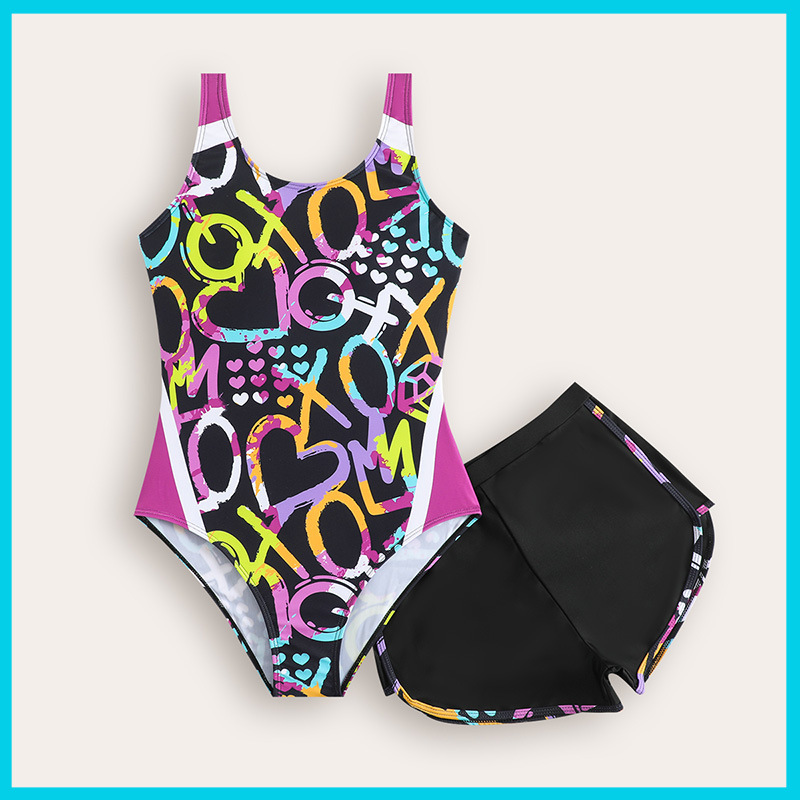 suit children's swimsuit wholesale love printed one-piece swimsuit boxer black swimming trunks cross-border foreign trade swimsuit