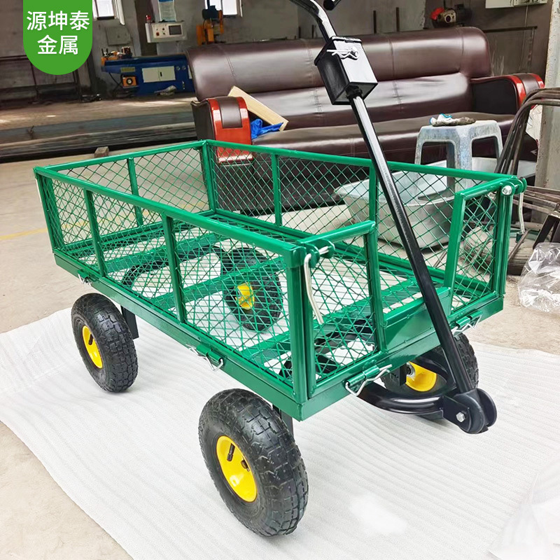 Four-wheeled hand-pushed cart for moving express packages, night market stall hand-pushed cart, hand-pulled cart for hauling goods, small handcart