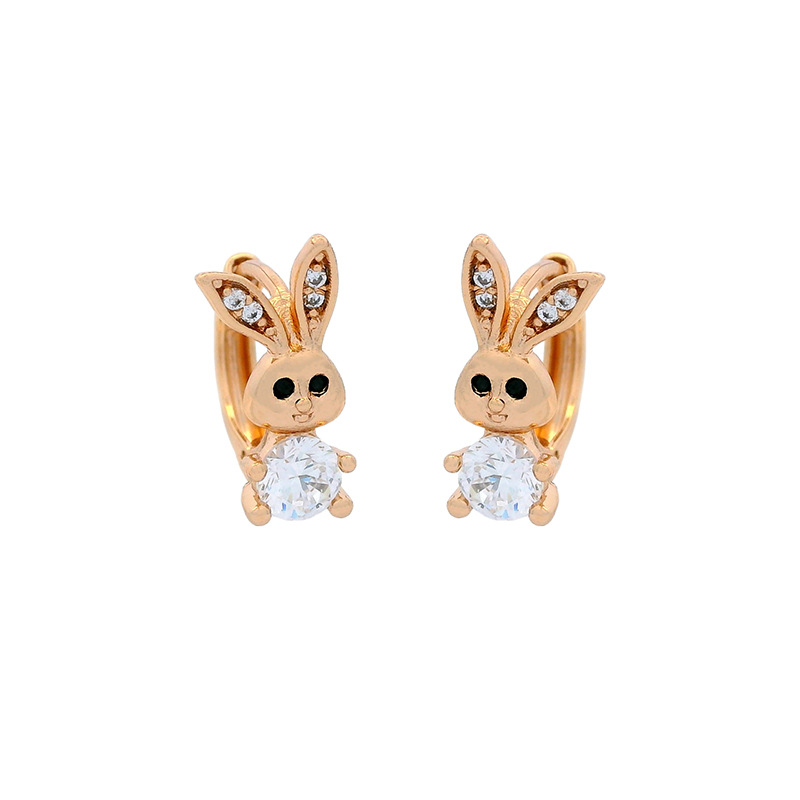 Xuping aleación de cobre chapado en oro micropantalón pendientes de piedra europa y americana nicho transfronterizo de alta calidad pendientes lindos pendientes de conejo
