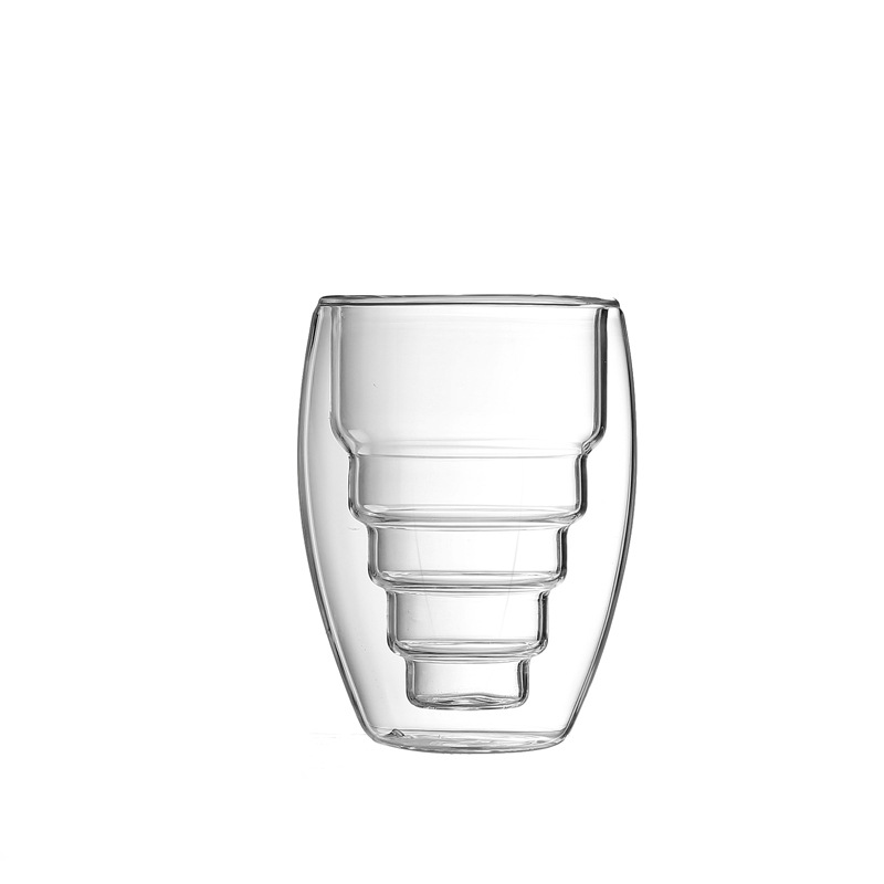 Borosilicato transparente taza de cerveza Oficina vidrio creativo bebida fría taza de cerveza de doble capa forma de vidrio