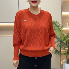一件代发千绒纱原版，宽松舒适2025秋季新款时尚圆领长袖针织衫女