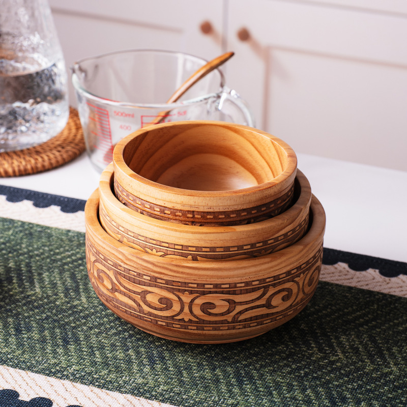 Pine wood ethnic bowls, household wooden snack bowls, children's rice bowls, Xizang-style mare's milk bowls, small fruit-patterned bowls, solid wood bowls Pine wood ethnic bowls, household wooden snack bowls, children's rice bowls, Xizang-style mare's milk bowls, small fruit-patterned bowls, solid wood bowls