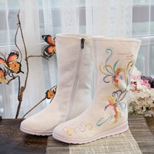 云凤 2020秋款古风汉服靴民族风绣花靴演出古装高筒绣花单靴