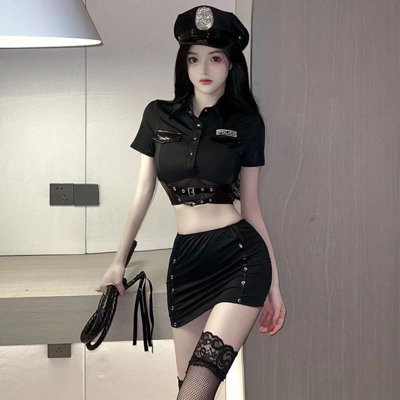 Hot Sexy Female Police Uniform Hip Skirt Pure Sexy Role-playing cosplay Maid Lingerie