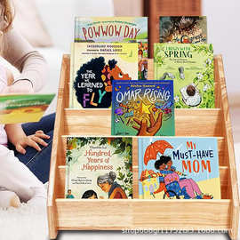 现货木质儿童绘本收纳架落地式多层图书储物架阅读区书本整理架