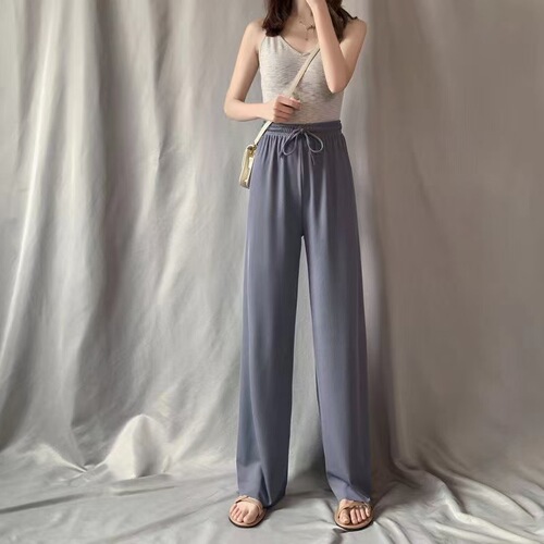 Women's Summer 2025 New Arrival High-Waist Flowy Loose Straight Leggings Thin Casual Slimming Floor-Length Pants