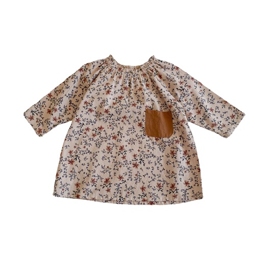 Korean Children's Spring and Autumn Floral Pocket Dress Retro Style Sweet Little Dress 2024