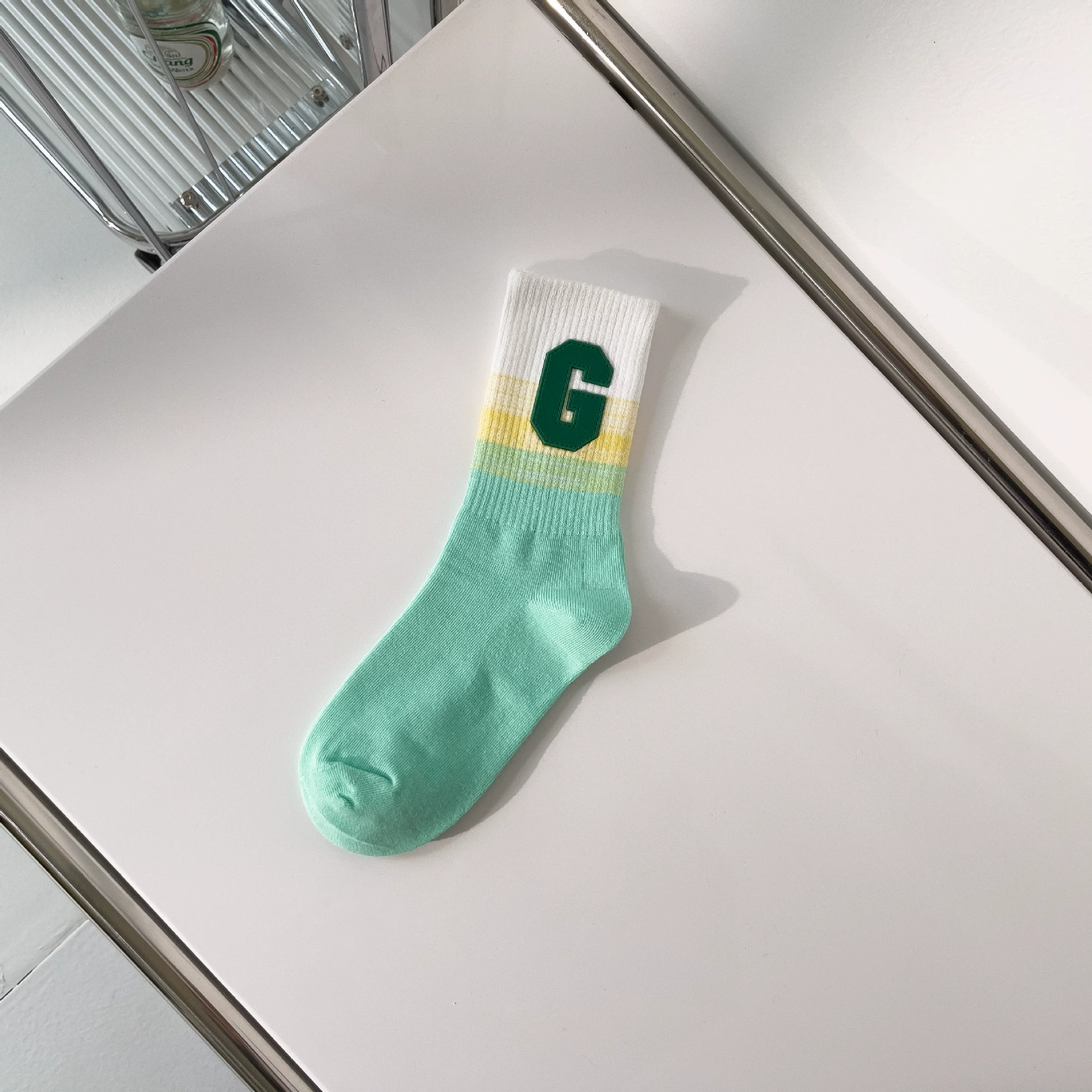 Спортивные осенняя дышащие knee socks для мужчин и женщин, градиентная до середины икры, многоцветные, средний размер