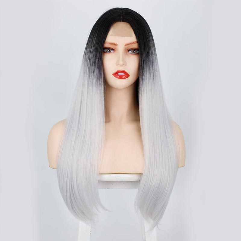 Wig European And American Ladies Wig Long Straight Hair High-temperature Fiber Synthetic Wigs Small Lace Wig Wig One Piece Dropshipping display picture 1