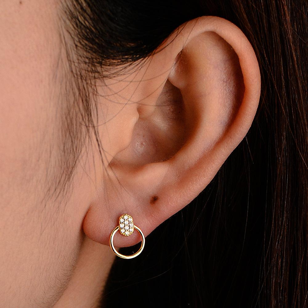 Pendientes de diamantes con círculos geométricos simples para mujer s925 plata de ley moda europea y americana, pendientes de lujo ligero, sentido de alta gama