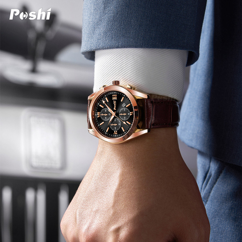 Reloj de Cuarzo Deportivo Multifuncional para Hombre de Aleación y Cuero, Impermeable, Luminoso, Calendario, para Hombres image 5