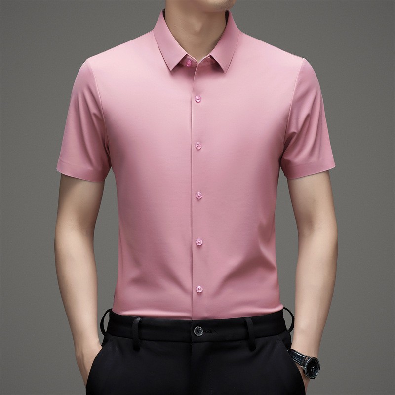 Summer silk men's breathable quick dry elastic shirt
