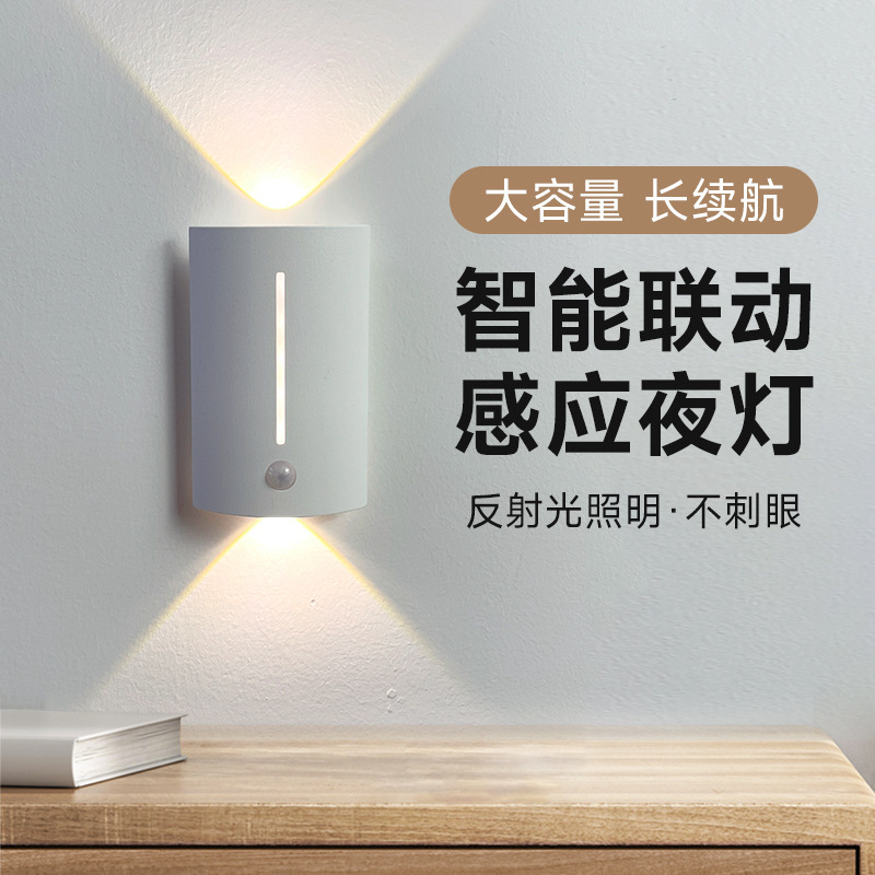 Cross-border indoor wiring-free magnetic wall lamp spotlight charging led intelligent human body induction lamp bedroom atmosphere lamp