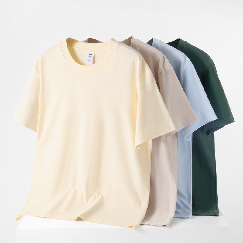 Sanhai Whale | 230g Short Sleeve Xinjiang Combed Cotton Heavy Men's Solid Color White Tide Brand Loose Blank T-Shirt Sanhai Whale | 230g Short Sleeve Xinjiang Combed Cotton Heavy Men's Solid Color White Tide Brand Loose Blank T-Shirt