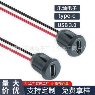 type-c母座2p带线注胶一体 防水直压便捷卡扣安装 USBC口连接器
