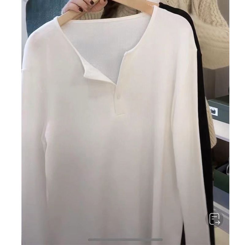 秋冬の女性用ピットストライプ長袖Tシャツ、新しいゆったりとしたインナー、多用途、スリム、シンプル、無地、ウエスタンスタイルのボトムシャツ|undefined
