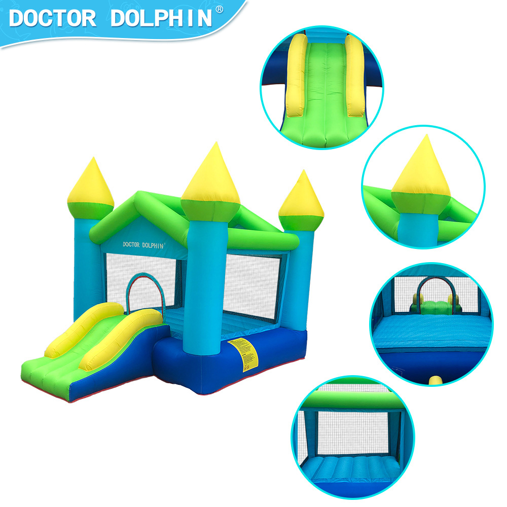 Doctor Delfín | Castillo inflable para niños, trampolín, tobogán pequeño para interiores, parque de atracciones para fiestas en casa, castillo infantil
