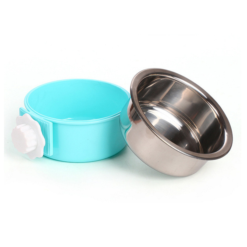 Pet Bowl colgante de color caramelo Acero inoxidable perro tazón nido fijo jaula fábrica directa mascota gato tazón comida