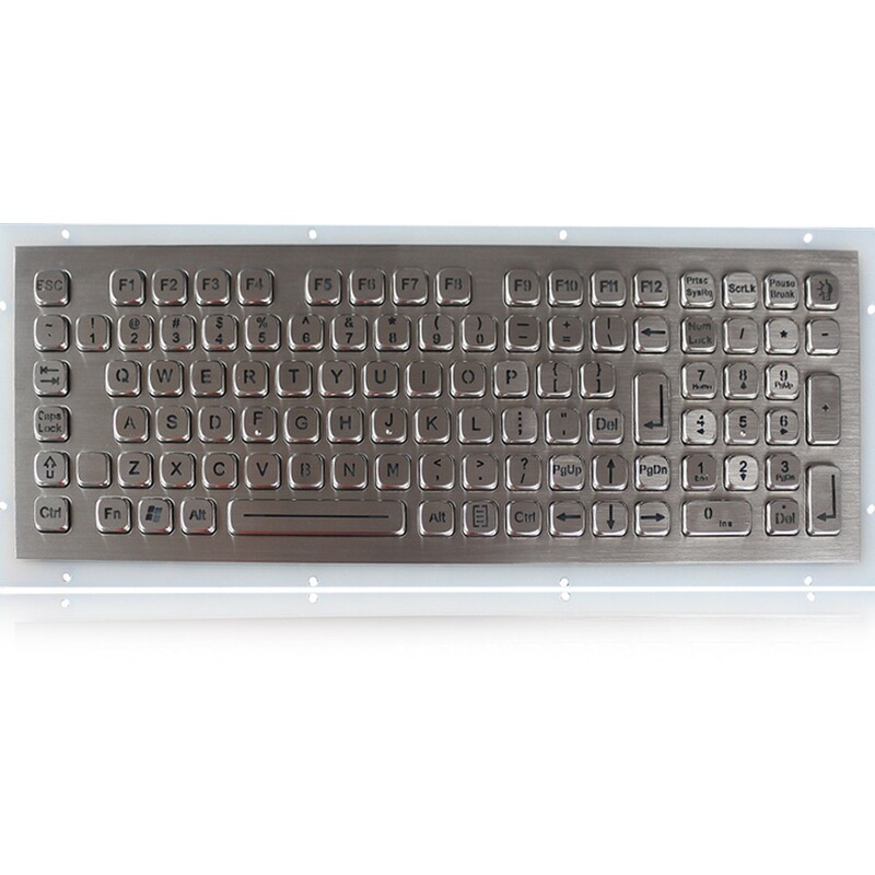 Ip65 Dynamic Waterproof, Dustproof, and Vandal-Proof Stainless Steel Metal Keyboard with Backlight, 102 Keys, Compact Layout Keyboard
