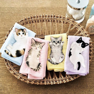 Belly-facing cat towel creative gift baby baby towel in stock cute Japanese kitten handkerchief