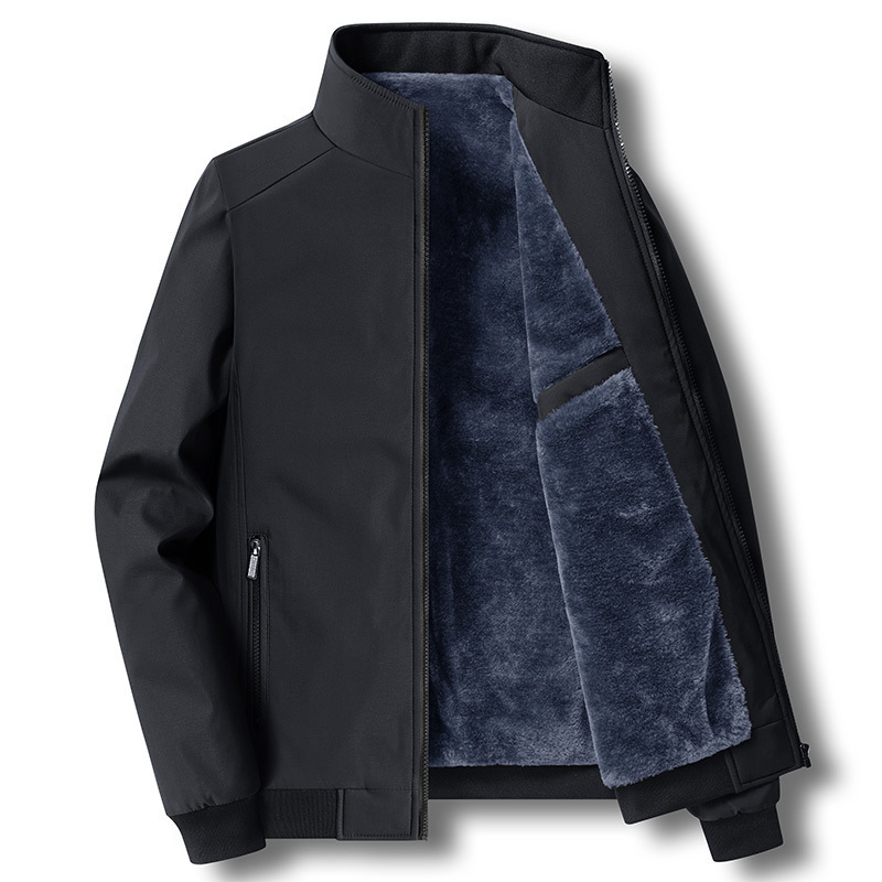 Cross-Border Large Size Autumn and Winter New Velvet Jacket Men's Lightweight Cotton Coat Handsome Casual Jacket Middle-Aged and Elderly Dad Cross-Border Large Size Autumn and Winter New Velvet Jacket Men's Lightweight Cotton Coat Handsome Casual Jacket Middle-Aged and Elderly Dad