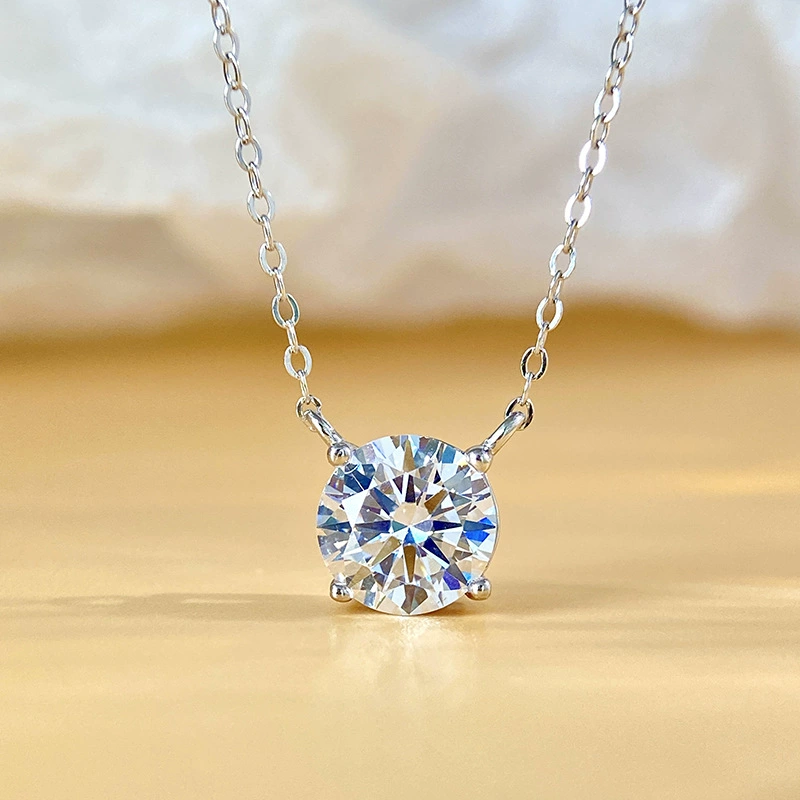 Ожерелье из чистого серебра с муассанитом цвета D, 1 карат, в стиле Чжао Луси, для женщин, с четырьмя крапанами, легкое роскошное, высококачественное, на ключицу