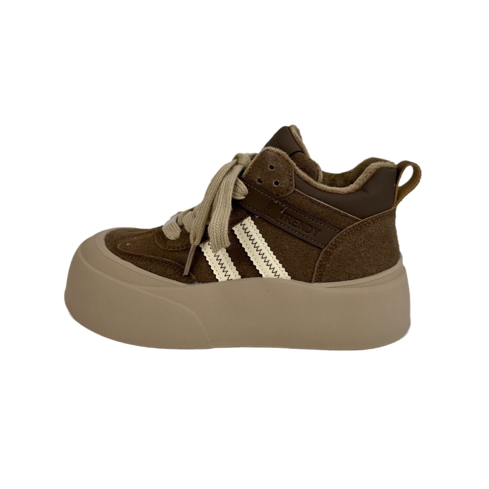 Alta parte superior más pan de terciopelo pequeños zapatos blancos mujer 2024 otoño e invierno suela gruesa aumento zapatos casuales deportes todo-fósforo A9874