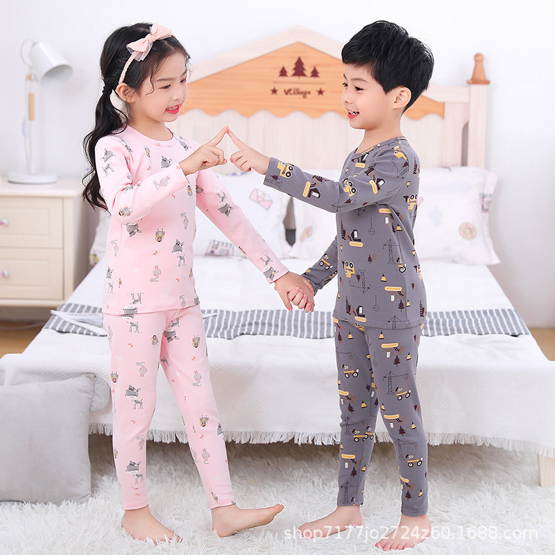 Children's Cotton Thermal Underwear Set, Long-Sleeve Thickened Autumn Wear for Boys and Girls Children's Cotton Thermal Underwear Set, Long-Sleeve Thickened Autumn Wear for Boys and Girls