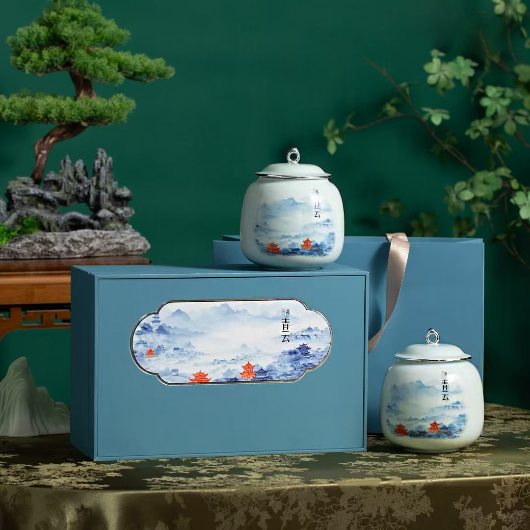 茶叶罐礼盒装空盒高档陶瓷罐密封防潮新款红茶绿茶中式包装送礼