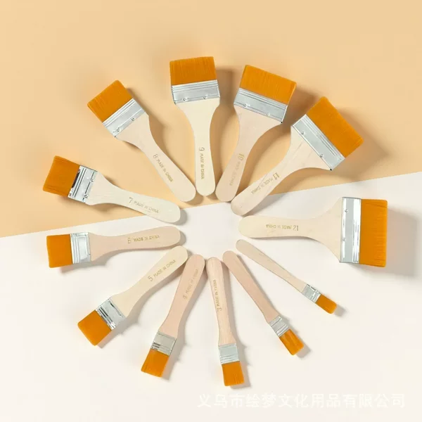 Yellow Nylon Bristle Brush Oil Painting Nylon Brush Art Painting Brush Wooden Oil Painting Brush Board Brush