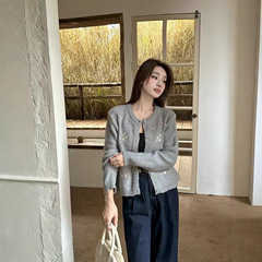 春秋新款针织开衫女韩系秋冬温柔风宽松显瘦清新甜美花朵毛衣外套