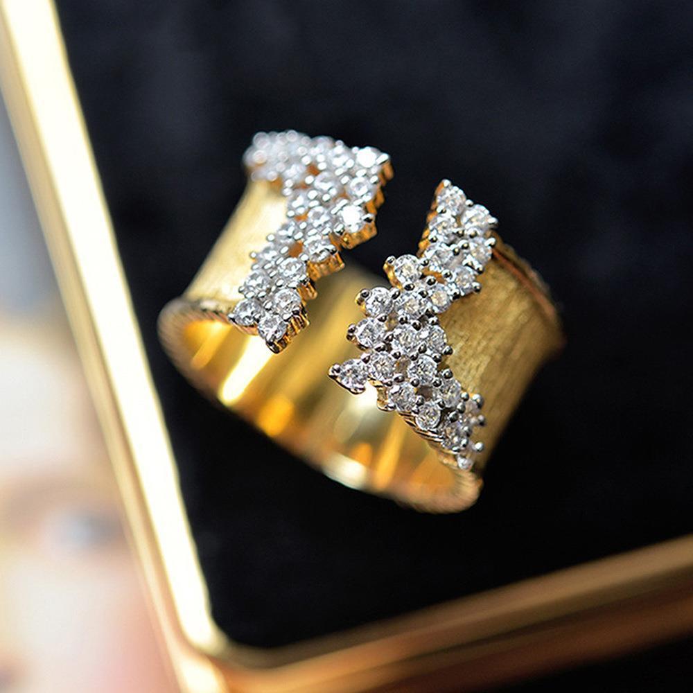 Open Ring Classification 1 Piece Quantity Party Occasion Copper Material Lady Geometric Copper Plating Inlay Zircon Gold Plated Open Ring