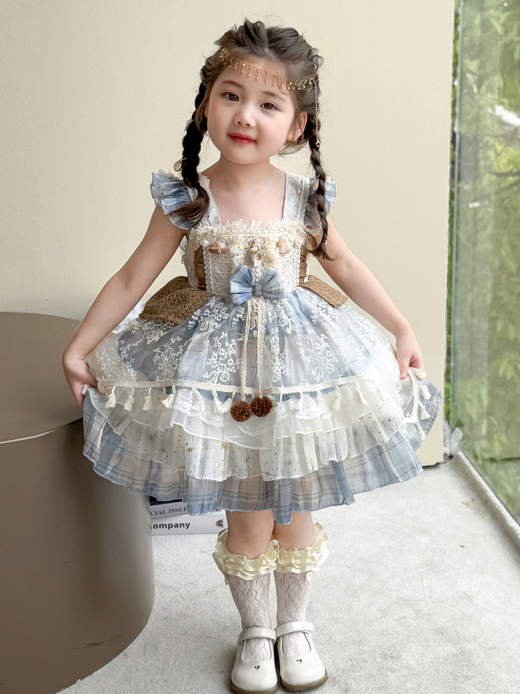 Vestido de verano para niñas, nuevo estilo 2026, vestido de princesa Lolita para niñas, vestido de cumpleaños de verano para niñas pequeñas