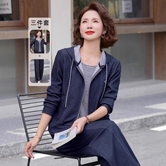 妈妈秋装2025新款套装中老年人女装50岁60运动服三件套春秋季外套