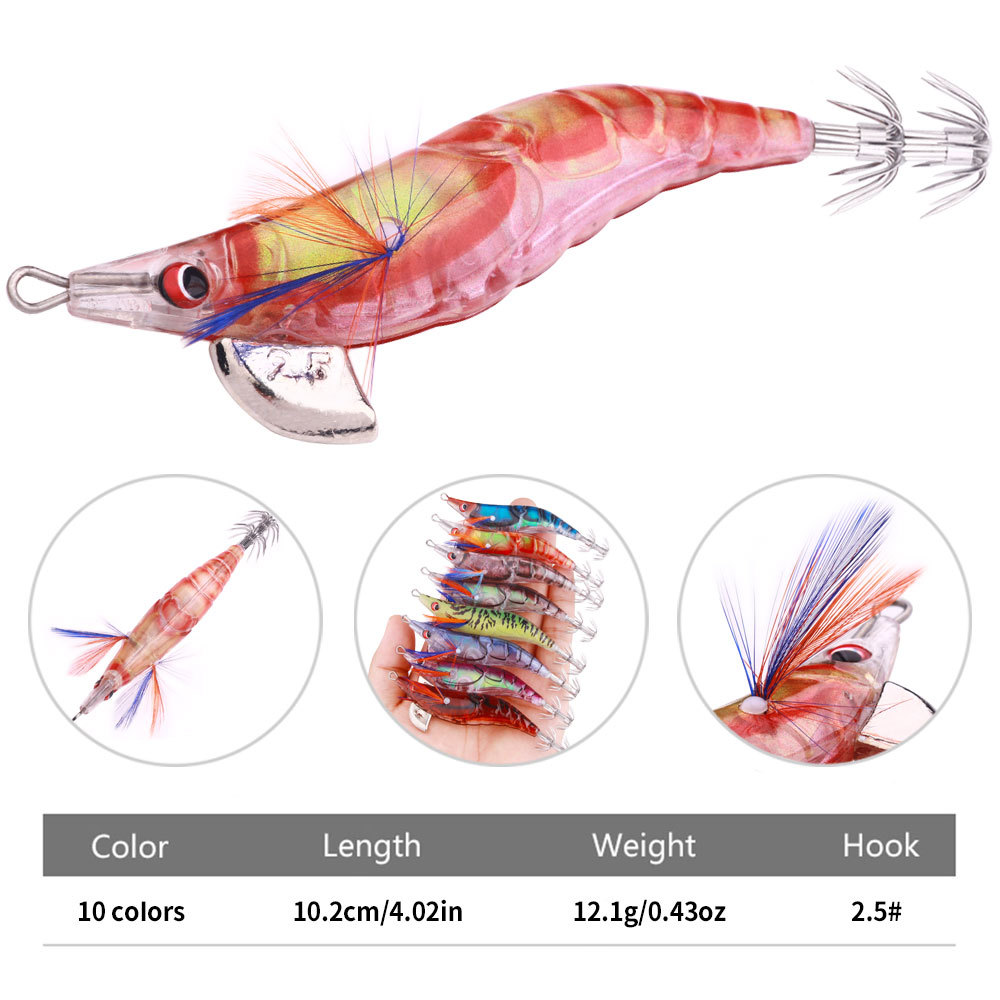 New Luya fake bait squid needle wood shrimp fake bait 2.5# slow sinking wood shrimp squid hook bionic bait sea fishing bait 4