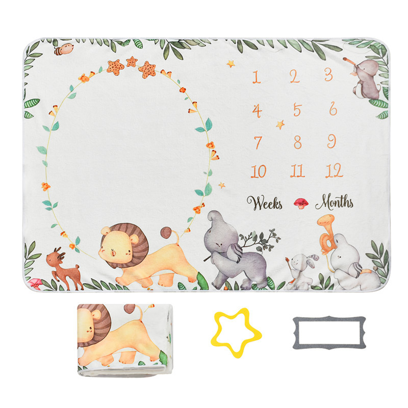 Manta de franela con estampado digital personalizado del fabricante, manta de fotografía para el crecimiento del bebé en su primer mes y 100 días