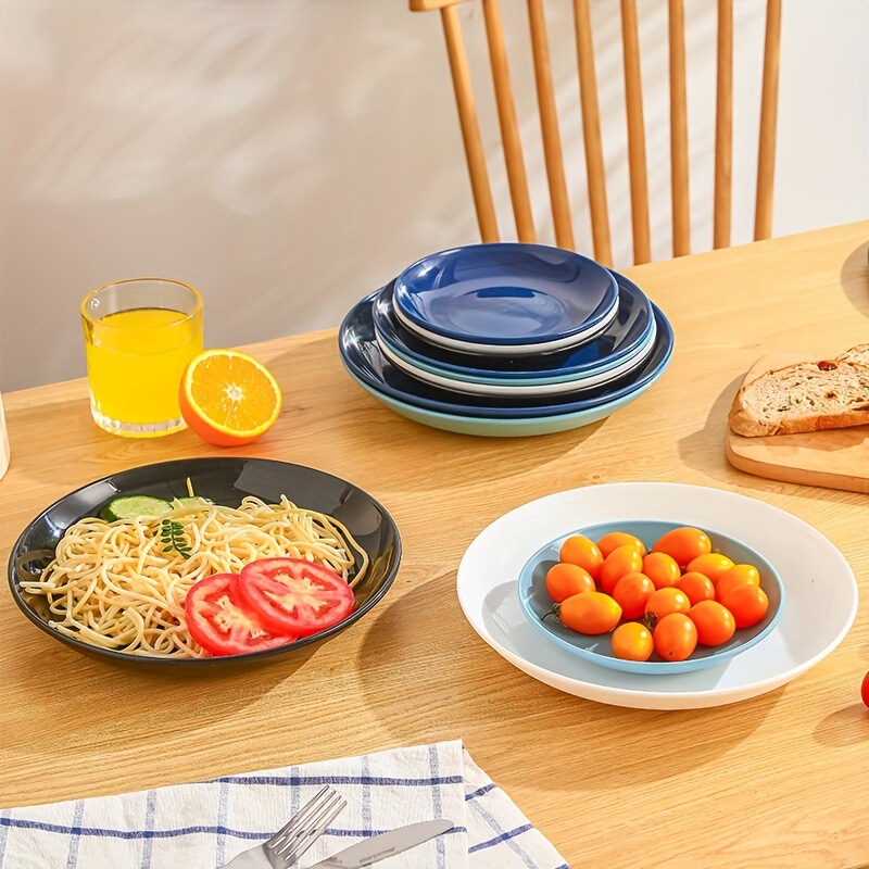Plastic Dinner Plate Dessert Plate Snack Platter Disc Fruit Plate Western Food Plate Set Home Kitchen Party Multi-color