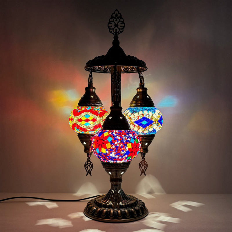 Turkish 3-Head Decorative Lamp for Bedroom, Living Room, Restaurant, Hotel, Homestay, Folk Music Pub, and Film Shooting