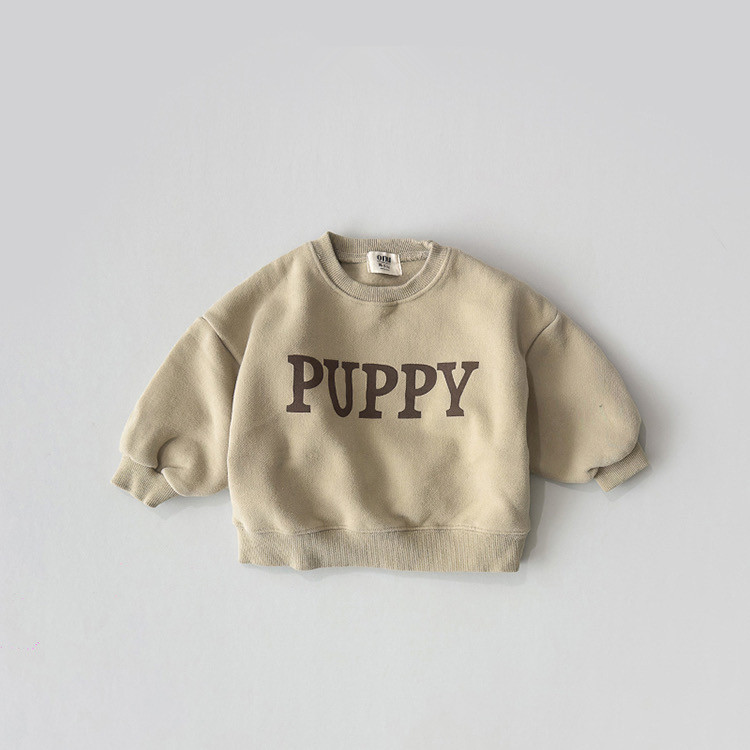 Sudadera de manga larga con estampado de letras para niños, estilo coreano, ropa infantil, top de primavera para bebés, ropa holgada de primavera para niños