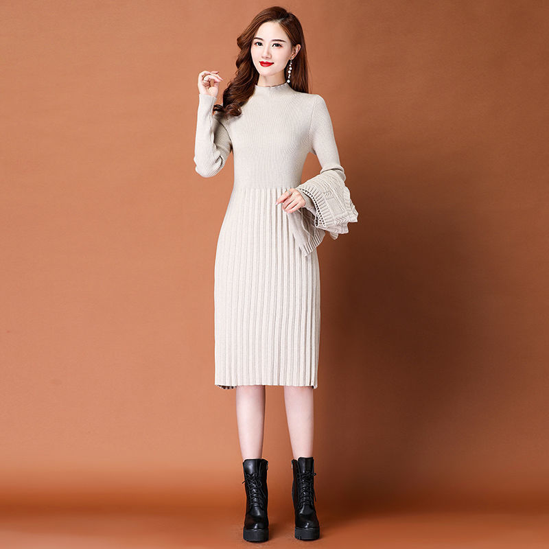 秋冬套装两件套连衣裙女装2025新款配大衣针织毛衣裙春秋季打底裙|undefined