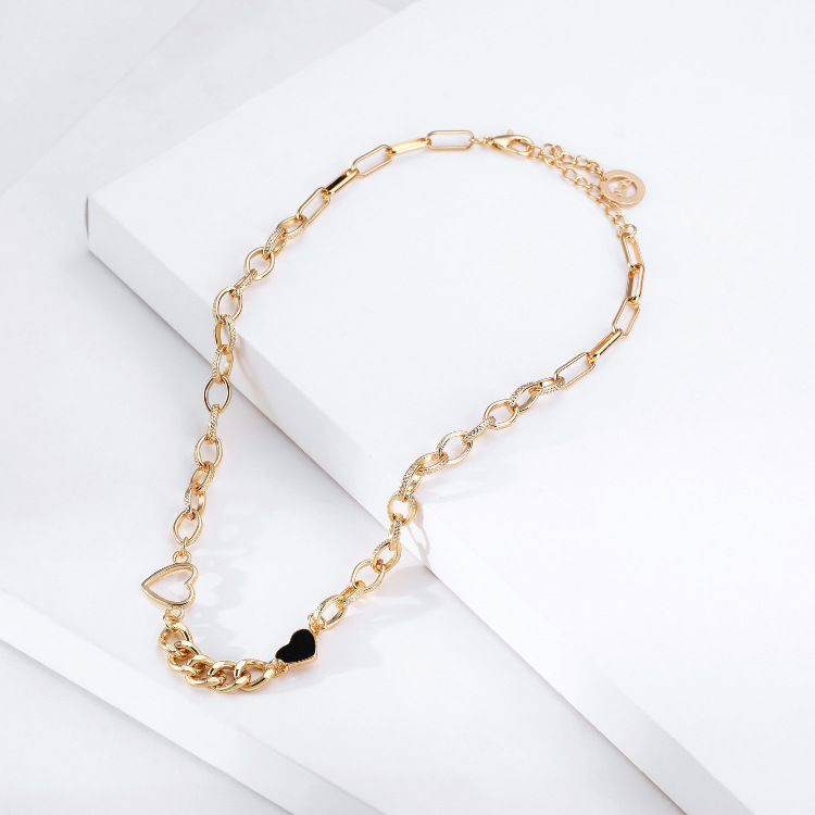 Fashion Heart-shape Single Layer Short Thick Chain Alloy Necklace Wholesale display picture 8