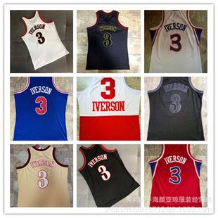 [76ers jersey] densely embroidered basketball jersey 76ers team no. 3 iverson MN fully densely embroidered basketball suit
