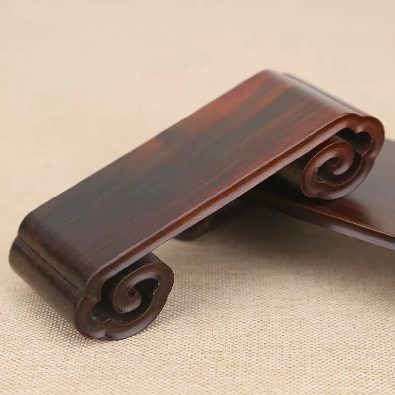 红木长方形实木书卷底座文玩核桃奇石头玛瑙印章摆件底座盆景托架