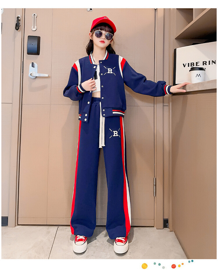 Girls' outfit 2023 new style girls' stylish baseball uniform children's clothing autumn sports two-piece set_voghion.com