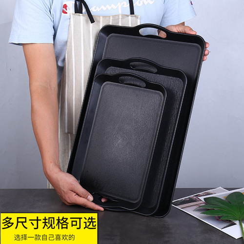 Multifunctional Acrylic PP Tray Wood Grain Rectangle Hotel Fast Food KFC Tea Tray Restaurant Fried Chicken Commercial
