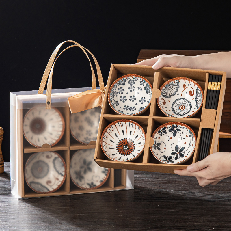 Cross-border Japanese-style Ceramic Tableware Gift Boxes Bowl and Dish suit Household Business Gifts Business Opening Event Gifts