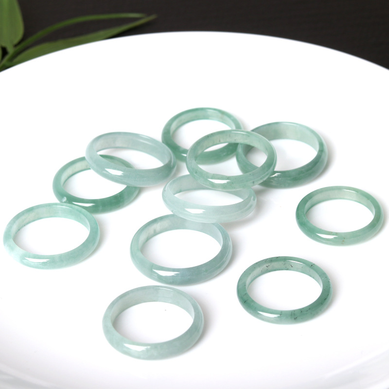 Natuurlijke blauwe jadeiet A-kwaliteit grote open ring, doe-het-zelf sieraden, kralenaccessoires, fabrieksgroothandel, geometrische trend_voghion.com